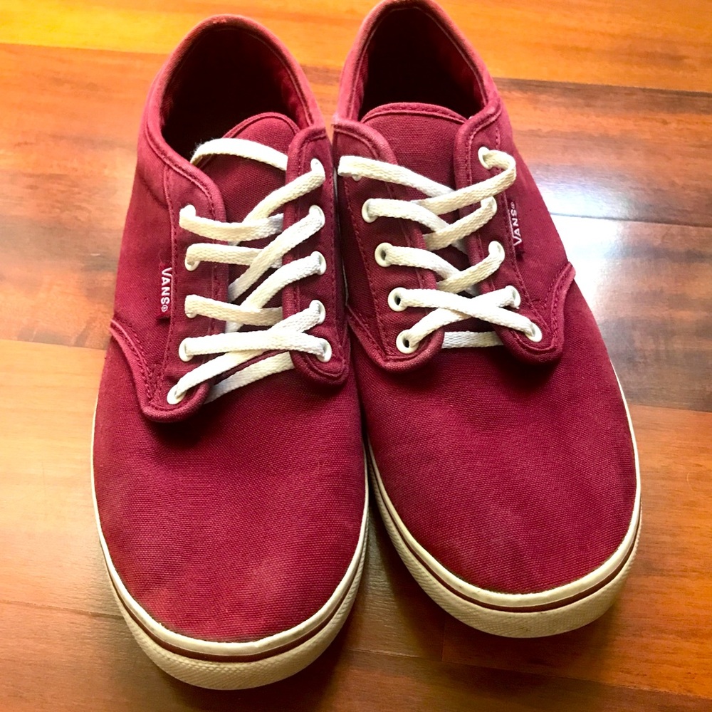 Vans 'Off The Wall' Red Canvas Low Top Trainers Women’s 8.5